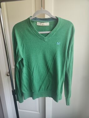 Crew Clothing Men's Green V-Neck Sweater